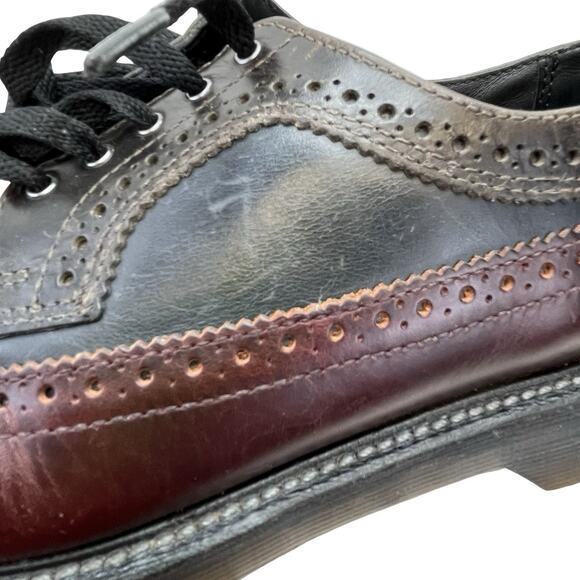 Dr. Martens Alfred Brogue Oxfords Black/Burgundy Leather AirWair Sole UK 9 US 10 - Picture 11 of 16